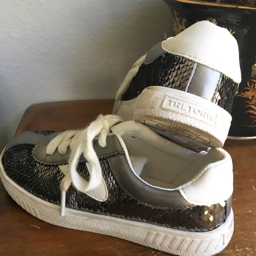 Girls silver sequin sneakers Tretorn
